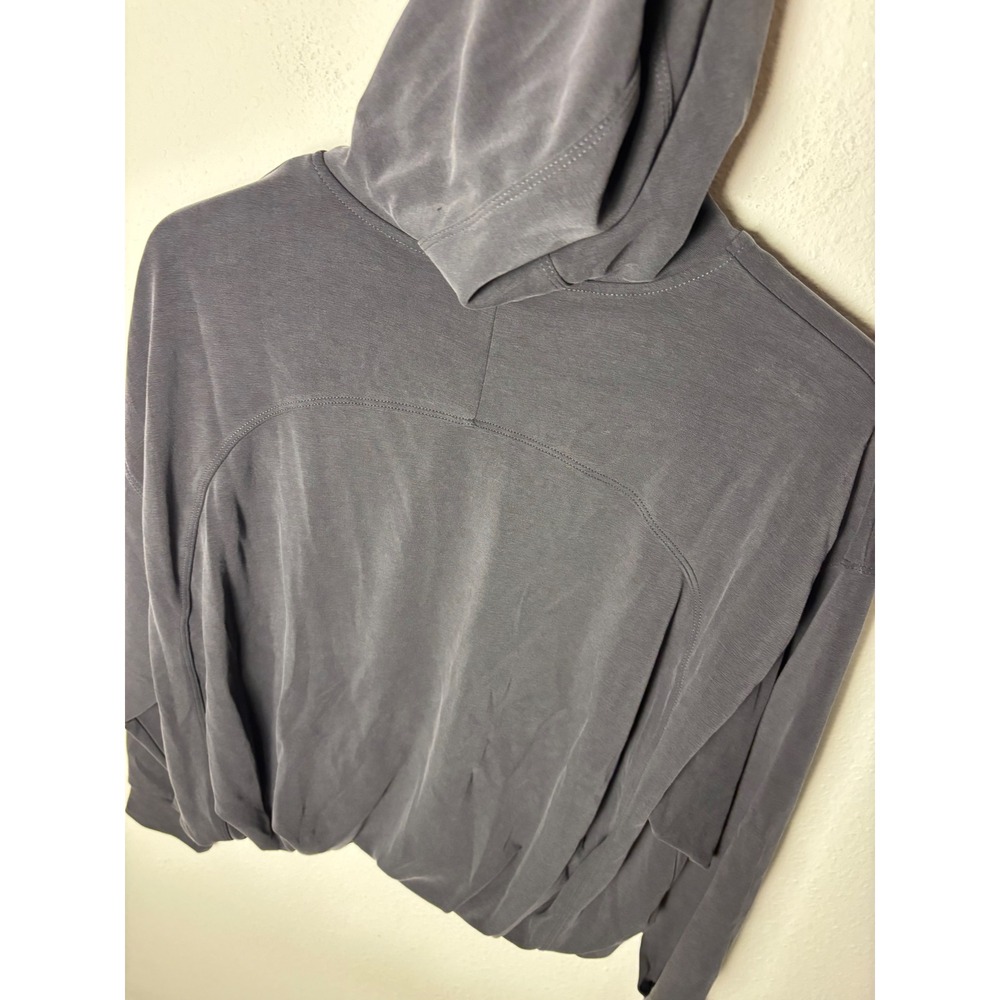 Athleta Seasoft Bubble Hem Hoodie Dark Gray Tencel Modal Sweatshirt Large - Picture 4 of 6